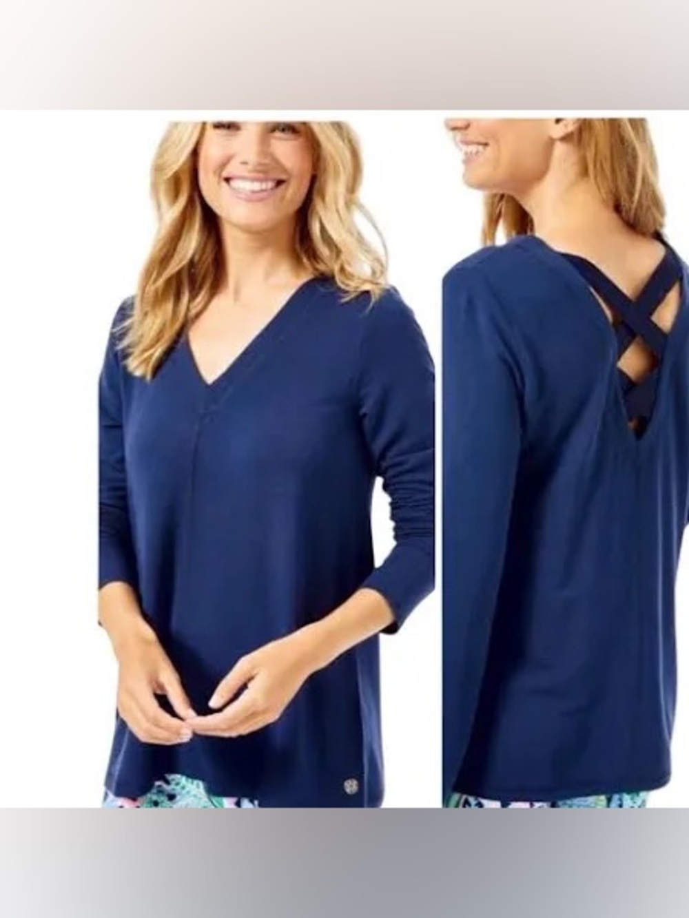Lilly Pulitzer Luxletic long-sleeve top distinctive crisscross strap XXS